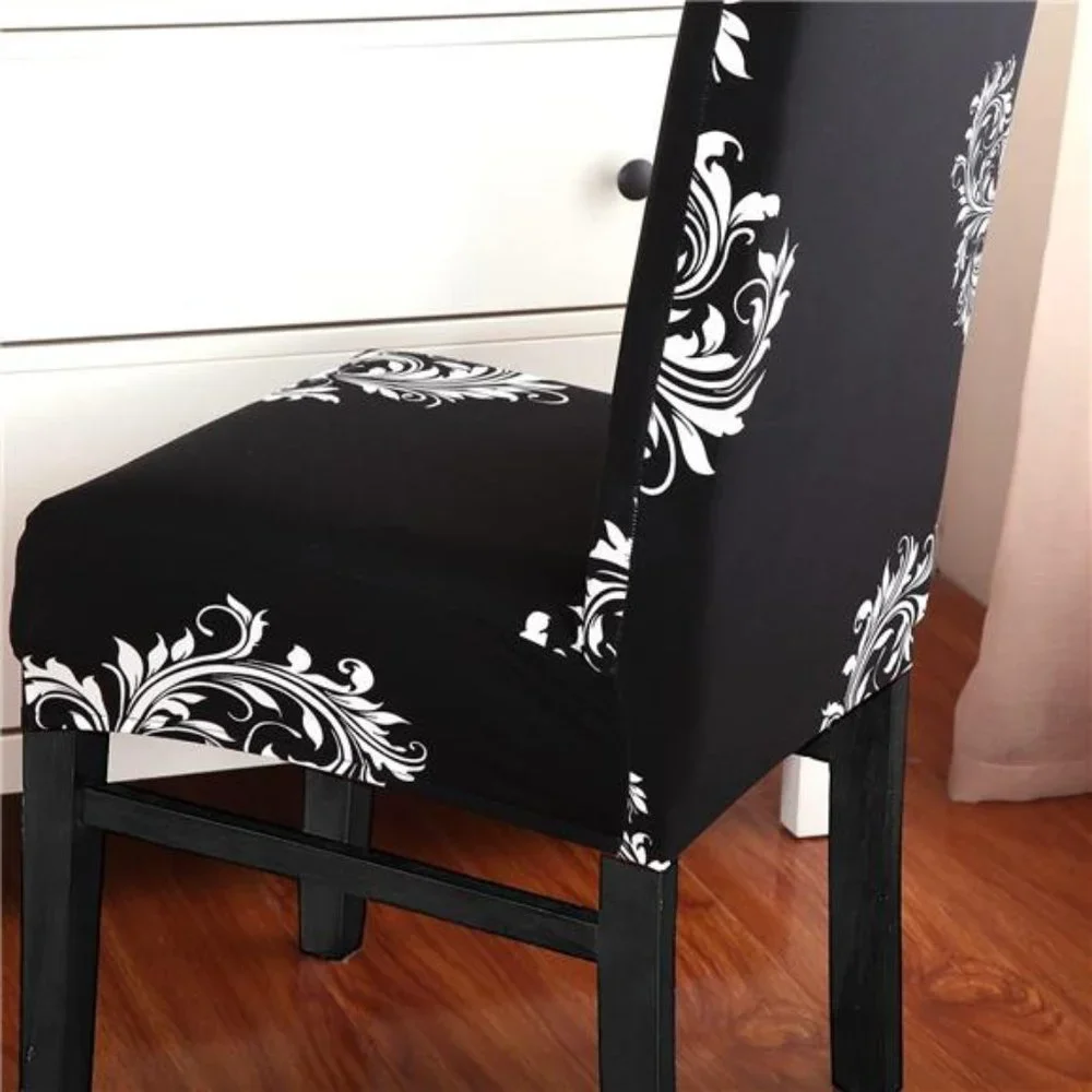 6 Pack Slipcovers High Back Chairs Cover Stretch Slipcover, Black White Wing